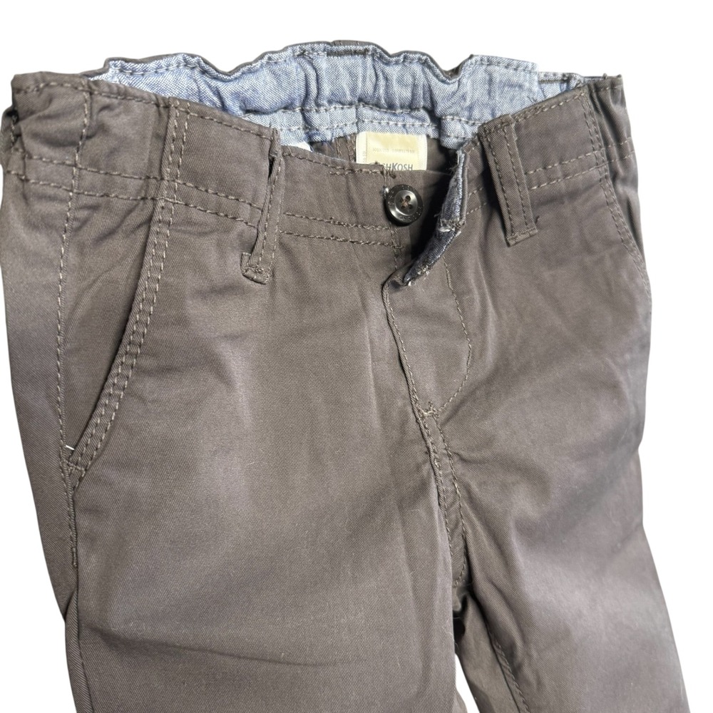 OshKosh B'gosh Baby Boys Gray Twill Pants Elastic Waist Button Closure Size 12M - Picture 5 of 12